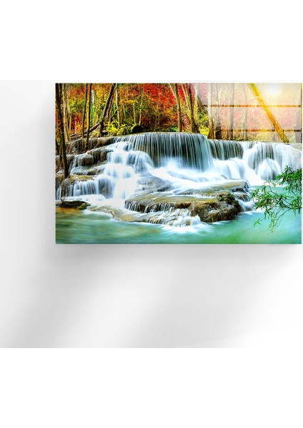 Şelale Doğa Manzarası Temperli Cam Duvar Tablosu indirimleri