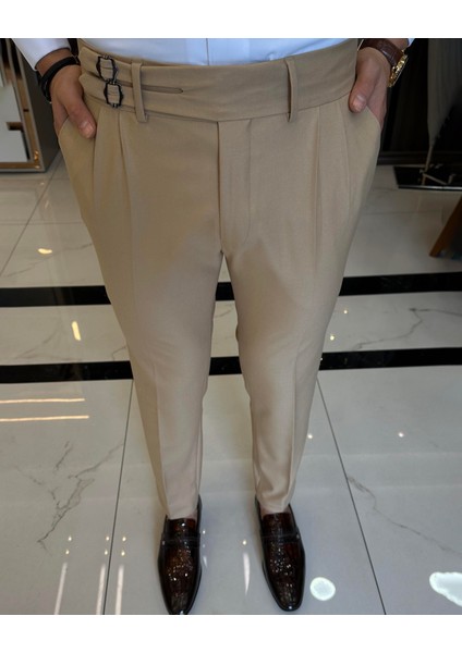 Italyan Kesim Kemerli Pileli Erkek Kumaş Pantolon Hardal T5821 fiyatları