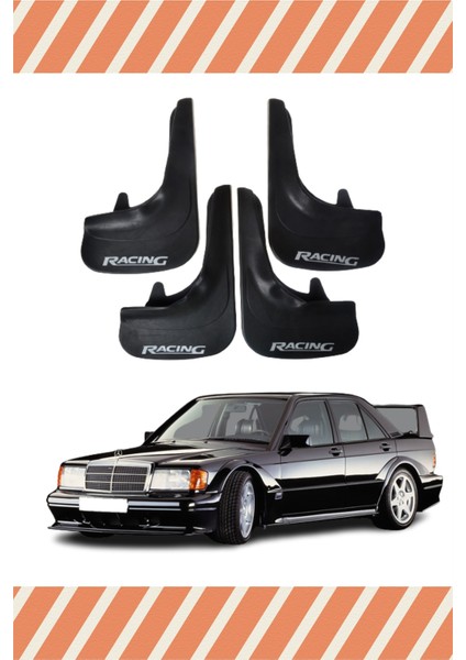 Mercedes 190 E Racing Yazılı 4'lü Tozluk Çamurluk Paçalık