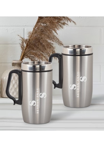 Gift Kişiye Özel Deri Çantalı Krom Seyahat Termosu ve Ikili Termos Mug Hediye Seti - 6 fiyatları