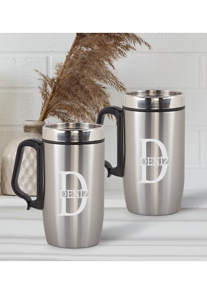 Gift Kişiye Özel Deri Çantalı Krom Seyahat Termosu ve Ikili Termos Mug Hediye Seti - 3 fiyatları