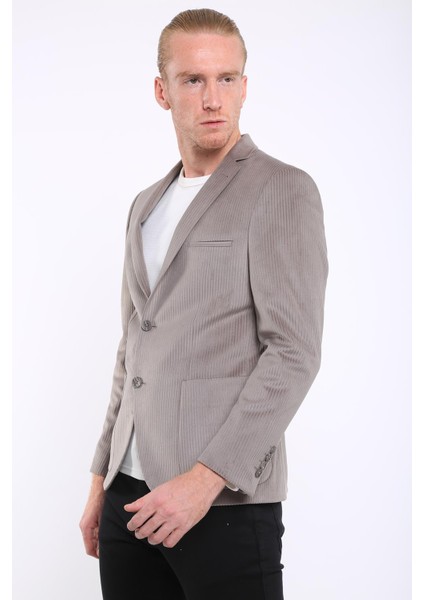 Intersivin 6 Drop Slim Fit Kadife Tam Astar Blazer Erkek Tek Ceket Tek Ceket