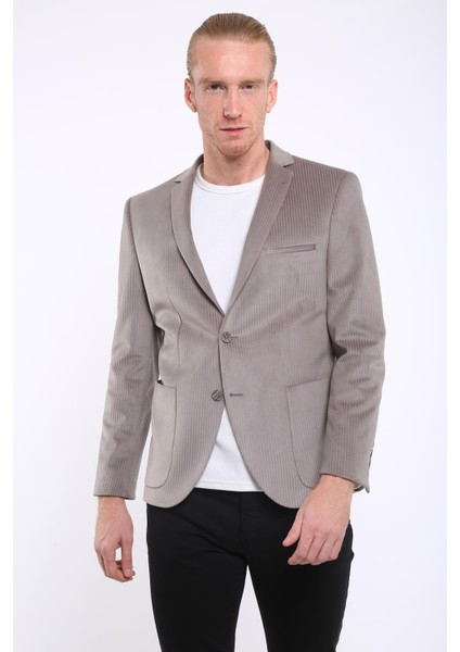 Intersivin 6 Drop Slim Fit Kadife Tam Astar Blazer Erkek Tek Ceket Tek Ceket