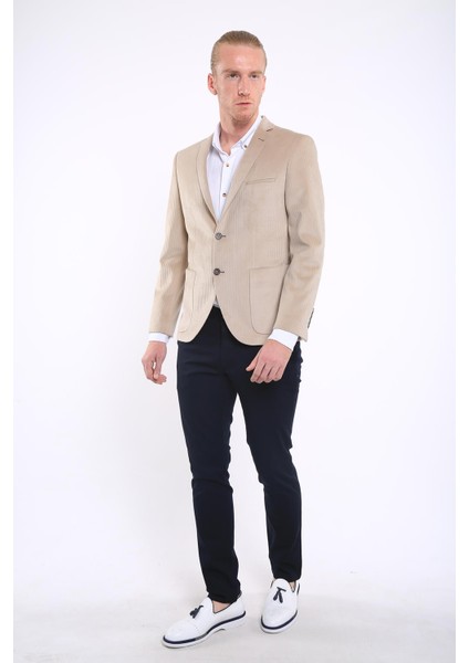 Intersivin 6 Drop Slim Fit Kadife Tam Astar Blazer Erkek Tek Ceket