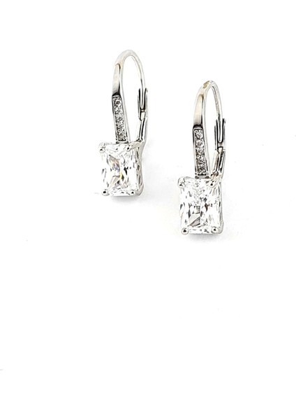 Sky Diamond Taşlı 925 ayar Gümüş Baget Küpe