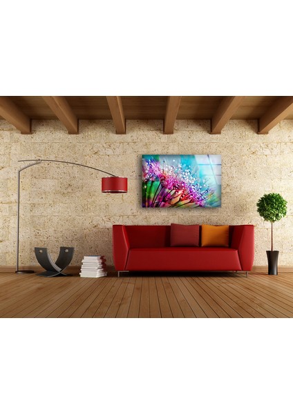 Renkli Karahindiba Çiçeği Temperli Cam Duvar Tablosu modelleri
