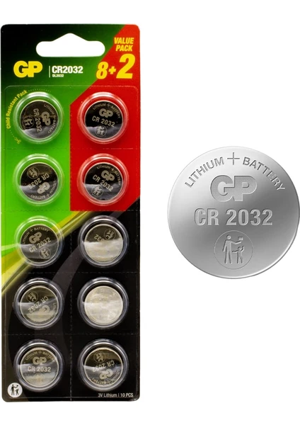 Gp 2032 3V Lityum Para Pil 8+2 10 Lu Paket (81)