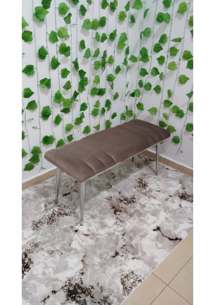 Krom Metal Ayaklı Metal Kasalı Sırtlı Mutfak Salon Antre Yatak Odası Balkon Puf Bank Oturak modelleri