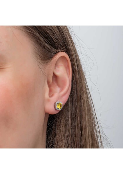 Gümüş Sarı Baget Taşlı Çivili Kadın Küpe fırsatları