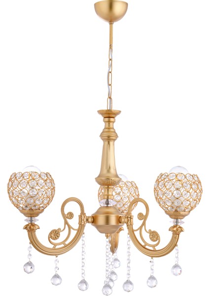 Turna 3 Lü Lüx Kristal Toptaşlı Avize (Gold) fiyatları