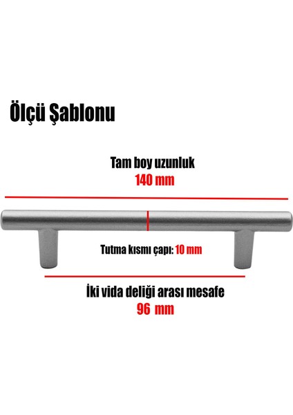 Gül Boylu Mobilya Mutfak Çekmece Dolap Kapak Kulpu Kulbu 96 mm Mat Krom Metal Kulpları 10 Adet