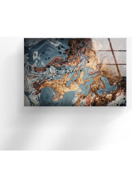 Gri Mermer Temperli Cam Duvar Tablosu