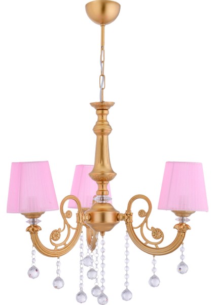 Turna 3 Lü Pembe Şapkalı Lüx Avize (Gold) fiyatları