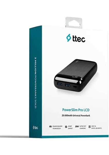 2BB186S Powerslım LCD Pd 20.000 Mah Tasınabılır Sarj Aletı / Powerbank Usb-C Gırıs/cıkıs Sıyah