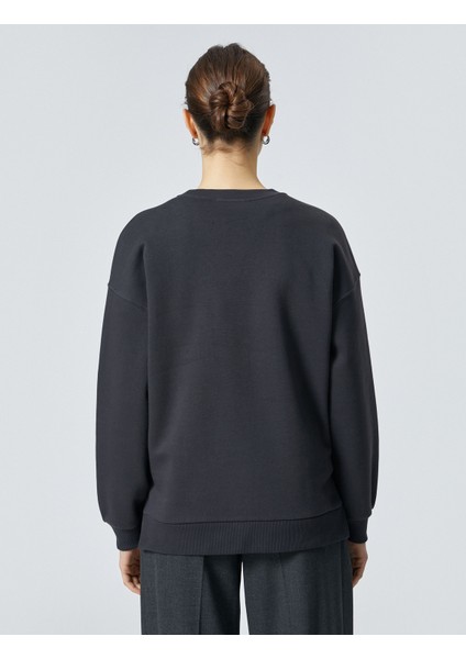 Oversize Sweatshirt Bisiklet Yaka Baskılı fırsatları