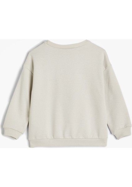 Sweatshirt Yaz Temalı Baskılı Uzun Kollu Bisiklet Yaka Pamuklu