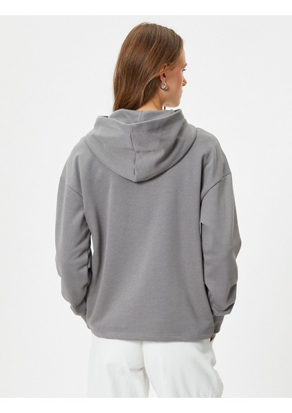 Basic Kapşonlu Sweatshirt Pamuk Karışımlı