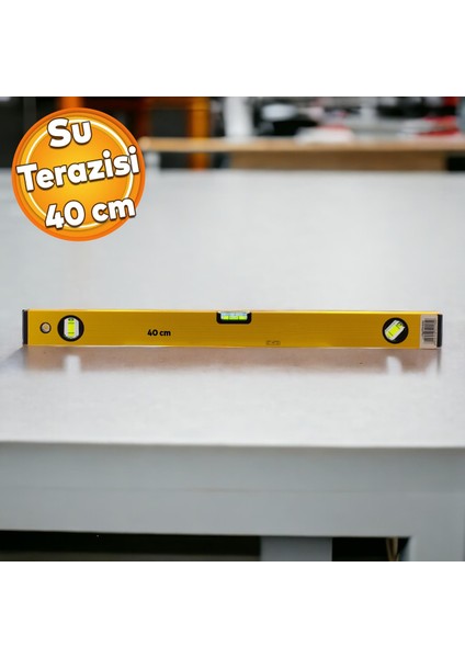 Aluminyum Su Terazisi 40 cm Inşaat Duvar Fayans Marangoz Mühendislik Ölçüm Eğim Ölçü Eğik Ölçme
