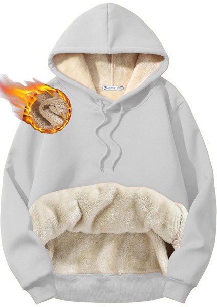 Erkek Ultra Termal Kapüşonlu Sherpa Astarlı Kanguru Cepli Sweatshirt