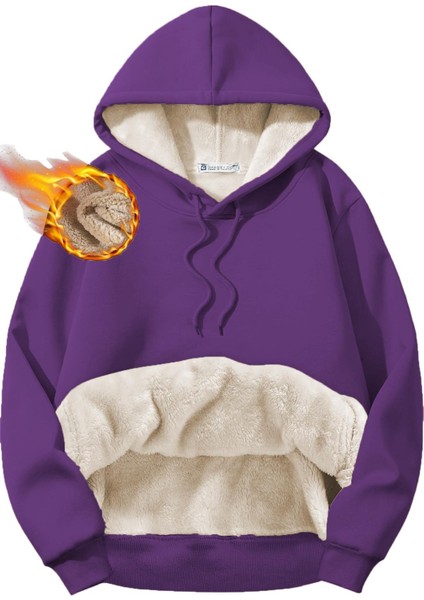 Erkek Ultra Termal Kapüşonlu Sherpa Astarlı Kanguru Cepli Sweatshirt