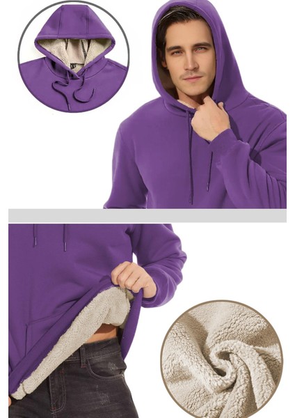 Erkek Ultra Termal Kapüşonlu Sherpa Astarlı Kanguru Cepli Sweatshirt indirimleri