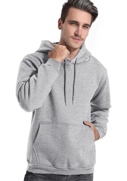 Ghassy Co. Erkek Ultra Termal Kapüşonlu Sherpa Astarlı Kanguru Cepli Sweatshirt