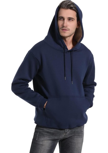 Ghassy Co. Erkek Ultra Termal Kapüşonlu Sherpa Astarlı Kanguru Cepli Sweatshirt