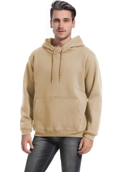 Erkek Ultra Termal Kapüşonlu Sherpa Astarlı Kanguru Cepli Sweatshirt