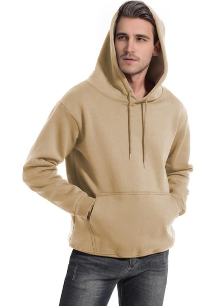 Erkek Ultra Termal Kapüşonlu Sherpa Astarlı Kanguru Cepli Sweatshirt