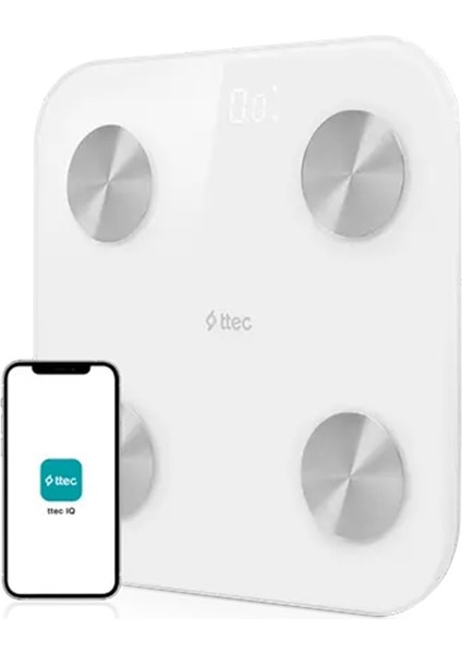 2AT01 Sensı Yag Olcer ve Vucut Analızlı Hassas Sensorlu Akıllı Tartı / Baskul Beyaz