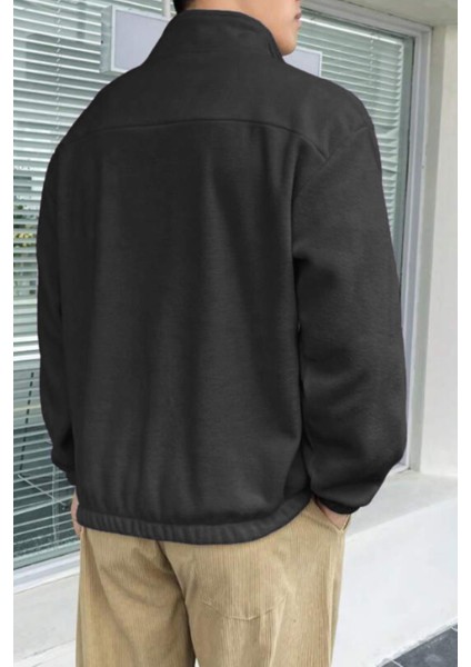 Erkek Oversize Regular Dik Yaka Yarım Fermuarlı Polar Sweatshirt fiyatları