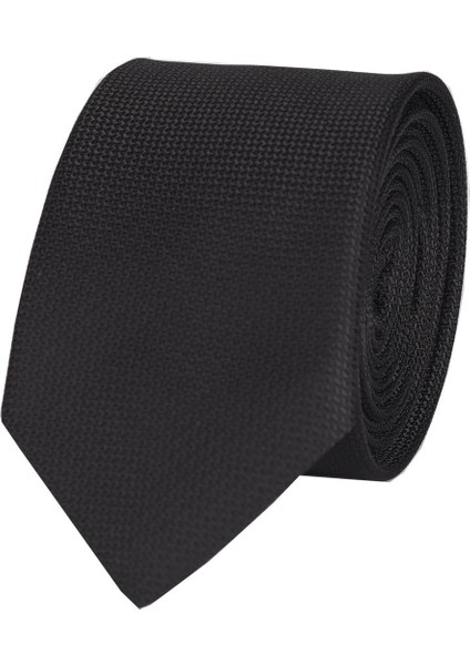 Siyah-Bakır Kol Düğmesi Hand Made 6 cm Slim Kravat Mendil Kutulu Hediye Seti