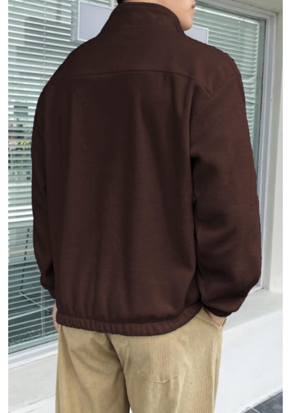 Erkek Oversize Regular Dik Yaka Yarım Fermuarlı Polar Sweatshirt modelleri