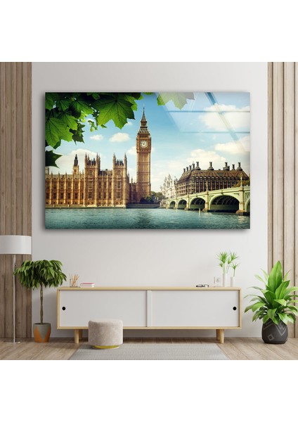 Londra Big Ben Saat Kulesi Temperli Cam Duvar Tablosu