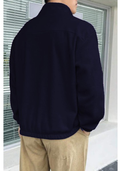 Erkek Oversize Regular Dik Yaka Yarım Fermuarlı Polar Sweatshirt fiyatları