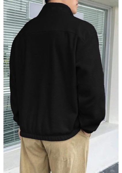 Erkek Oversize Regular Dik Yaka Yarım Fermuarlı Polar Sweatshirt fırsatları