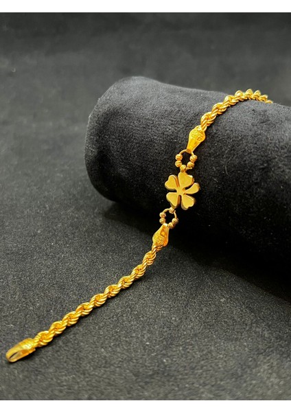 Yoncalı Halat Bileklik 22 Ayar Altın