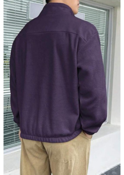 Erkek Oversize Regular Dik Yaka Yarım Fermuarlı Polar Sweatshirt fiyatları