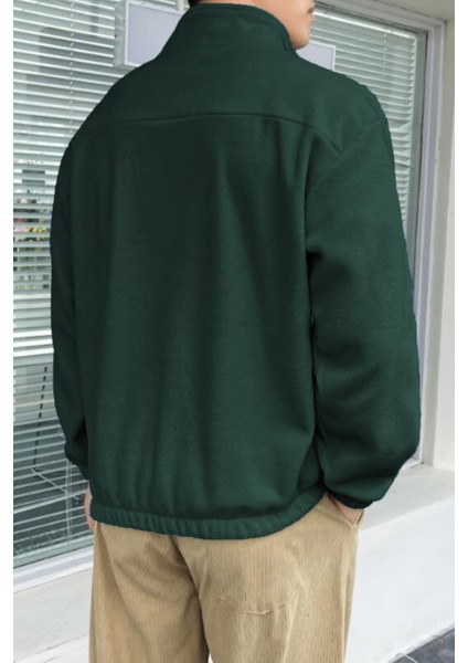Erkek Oversize Regular Dik Yaka Yarım Fermuarlı Polar Sweatshirt modelleri