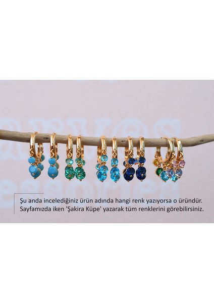Soft Multicolor Sallantılı Küpe Çok Renkli Taşlı Şakira Küpe