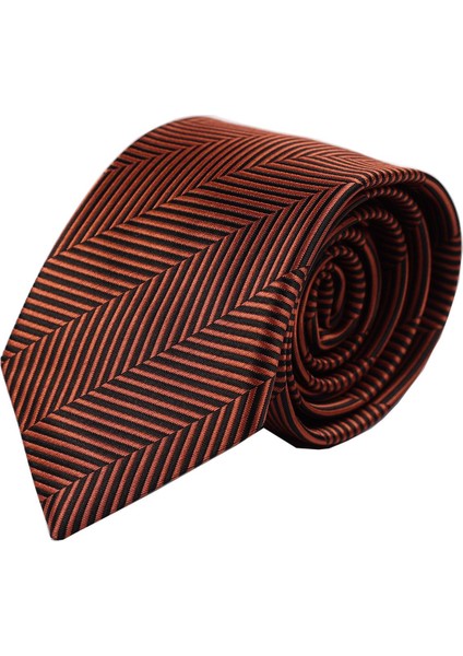 Kol Düğmesi Hand Made Kiremit Renk 7.5 cm Kravat Mendil Kutulu Hediye Seti