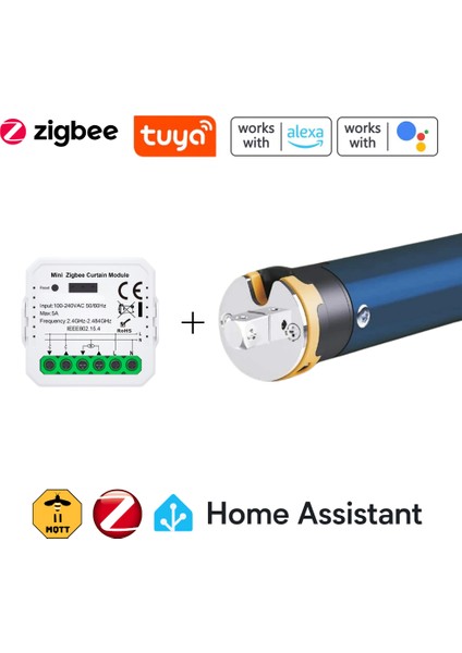 Tuya Uyumlu Zigbee Akıllı Stor Perde Motor Kontrol Seti - Tuya, Smart Life, Home Assisant, ZIGBEE2MQTT, Zha Uyumlu