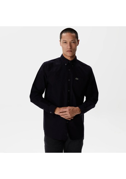 Lacoste Erkek Slim Fit Düğmeli Yaka Siyah Gömlek