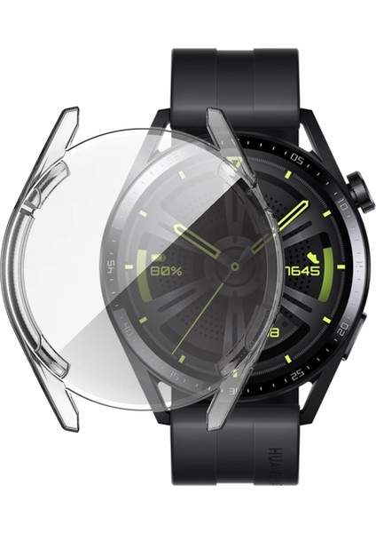 Huawei Watch Gt 3 46MM ile Uyumlu Önü Kapalı Ekran Korumalı Silikon Kılıf - FC010