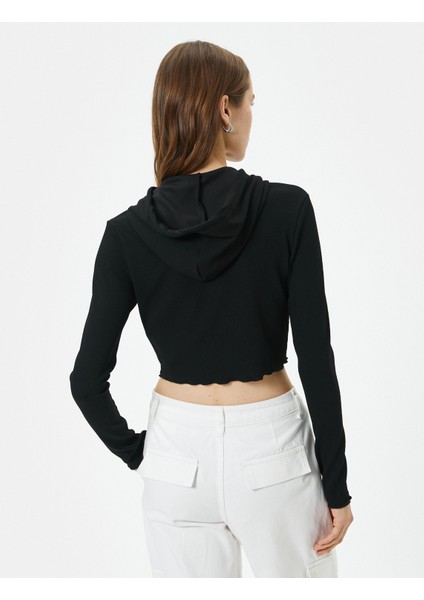 Kapüşonlu Tişört Baskılı Crop Uzun Kollu fırsatları