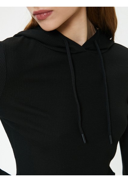 Kapüşonlu Tişört Baskılı Crop Uzun Kollu indirimleri