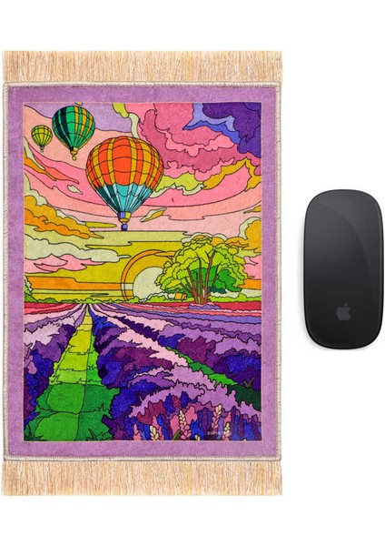 Lila Balonlar Dekoratif Küçük Halı Mousepad