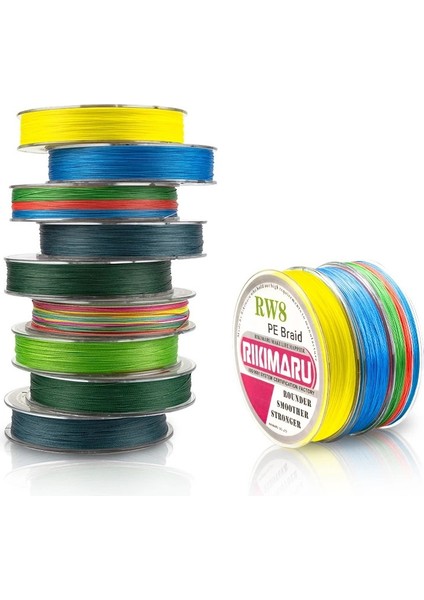 Rikimaru 0.16 mm Rw8-8 Katlı 300 Metre,12.3 kg Çeker ,sarı Renkli Ip,örgü,ipek Misina