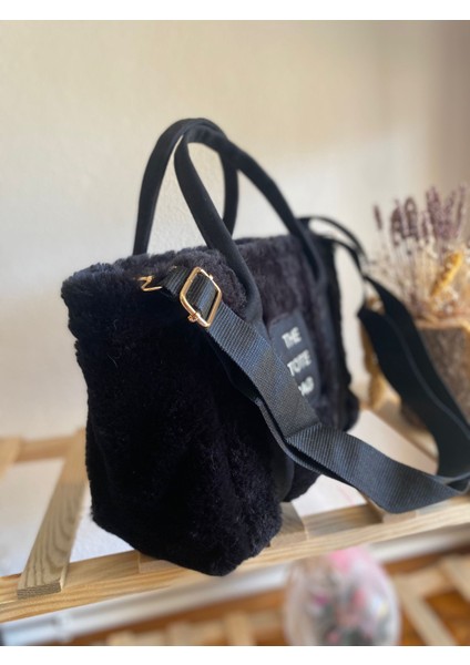 The Tote Bag Nubuk Kolon Kadın El ve Omuz Peluş Çanta