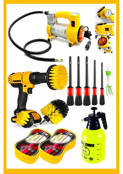 Hava Kompresörü Ilaçlama Detaylı Temizleme Fırçası Çizik Onarıcı Ped Full Set.